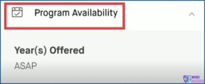 Program Availability section stating the program starts ASAP (As Soon As Possible).